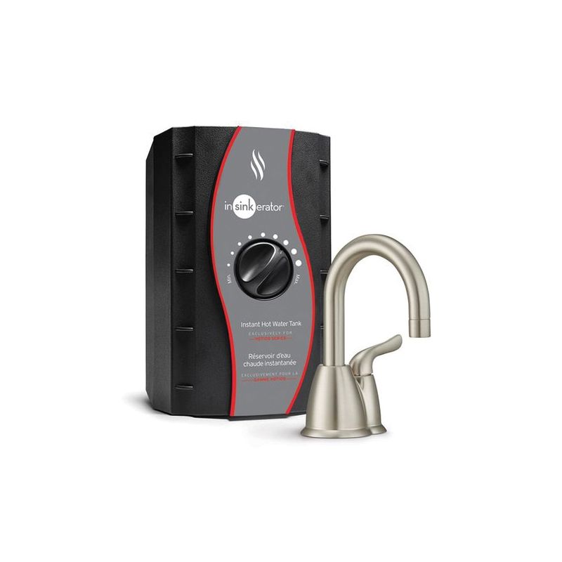 InSinkErator H-HOT150SN-SS Instant Hot Water Dispenser System Faucet, 2/3 gal Tank, Metal/Plastic/Stainless Steel Satin Nickel, 2/3 Gal