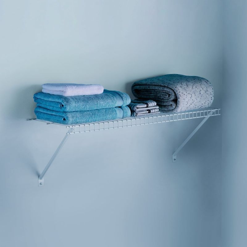Rubbermaid Linen Closet Shelf with Hardware White