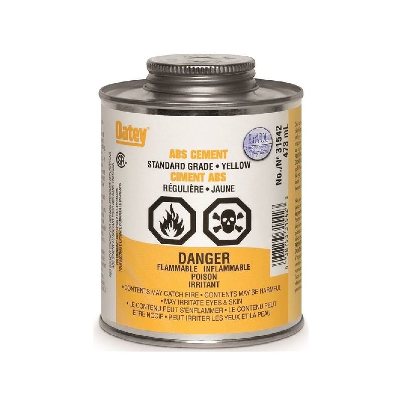 Oatey 31541 Pipe Cement, Liquid, Yellow, 236 mL Yellow