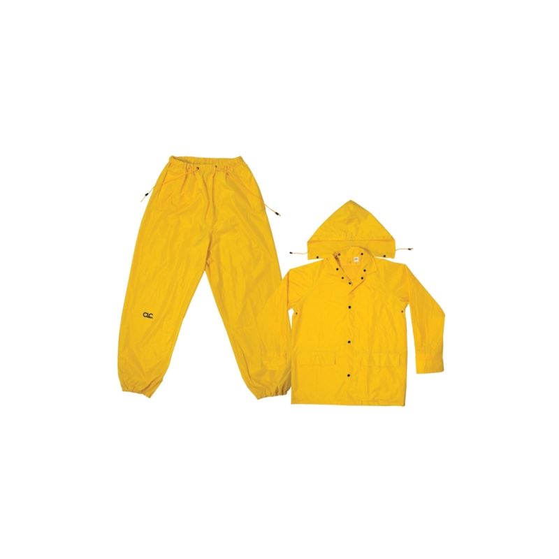 CLC R1022X Rain Suit, 2XL, 170T Polyester, Yellow, Detachable Collar 2XL, Yellow