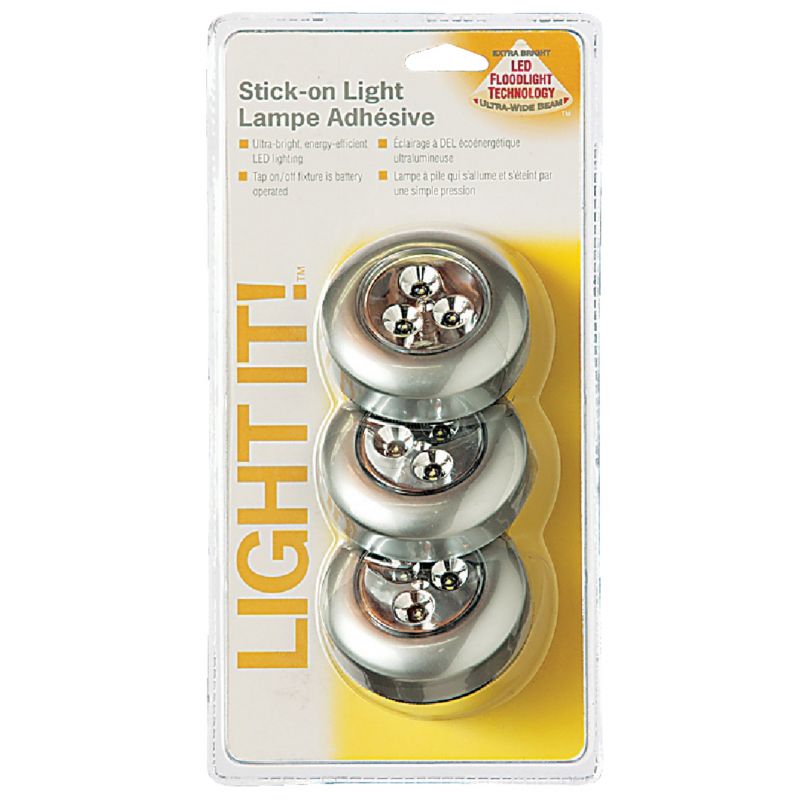 Light It Stick-On LED Battery Tap Light Silver