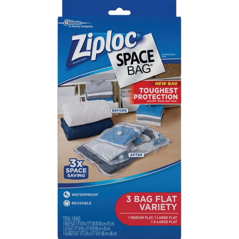 Ziploc Space Bag Vacuum Seal Flat Combo Storage Bag Clear