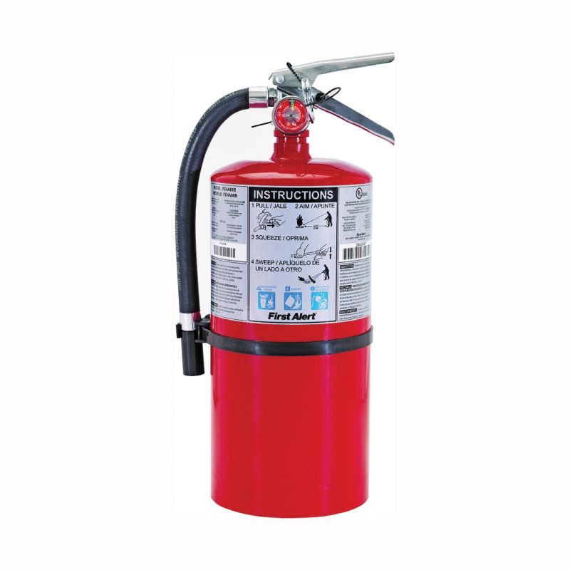 First Alert PRO10 Rechargeable Fire Extinguisher, 10 lb, Monoammonium Phosphate, 4-A:60-B:C Class, Wall 10 Lb, Red