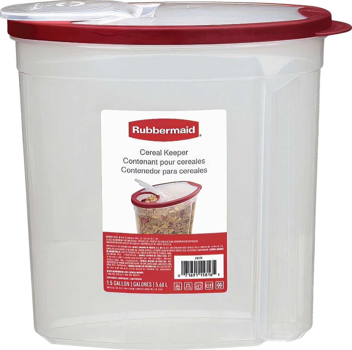 Rubbermaid Cereal Keeper Food Storage Container 1.5 Gal.
