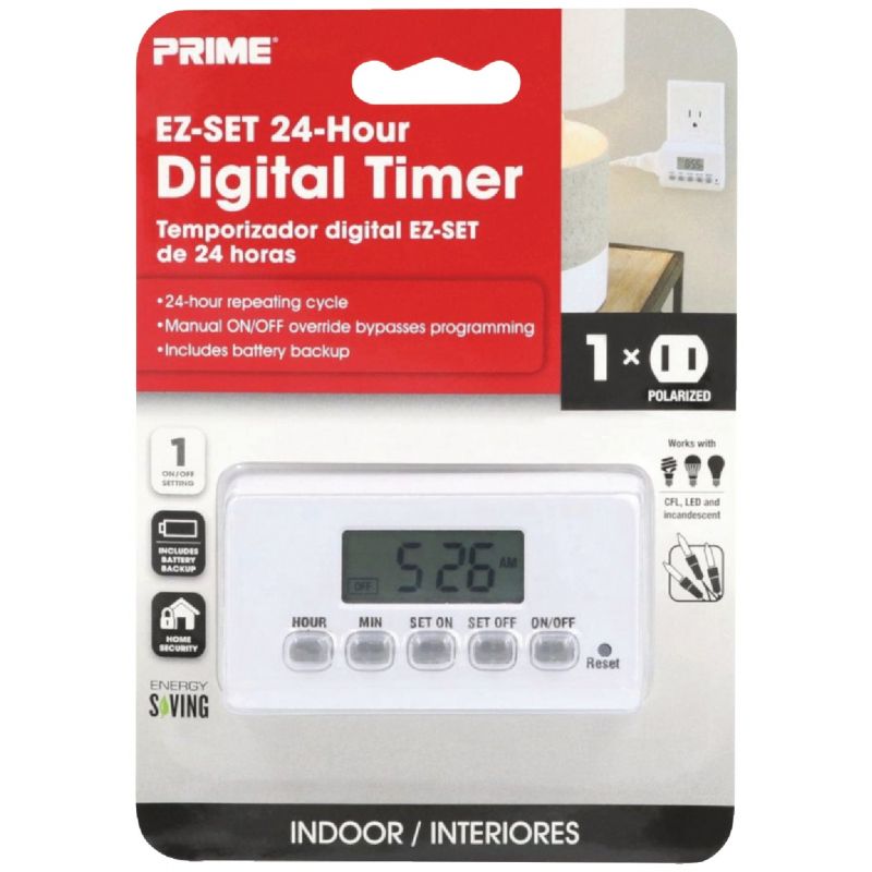 Prime EZ-Set 24 Hr. Indoor Digital Timer White, 8A
