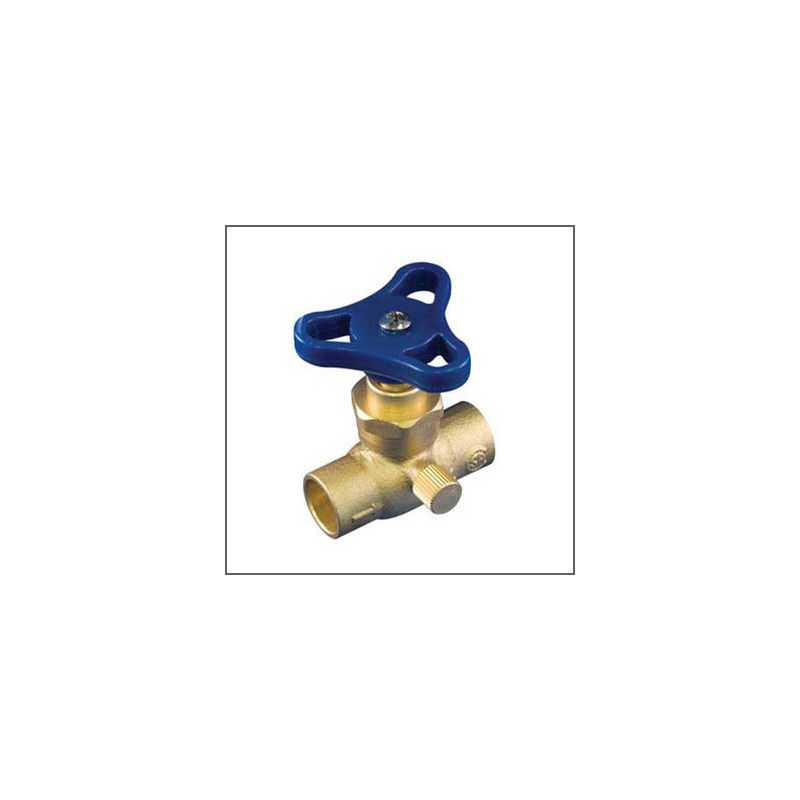 aqua-dynamic 1395-604 Stop Valve with Drain, 3/4 in Connection, Solder, 125 psi Pressure, Brass Body