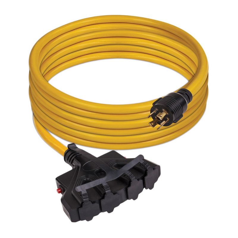 Firman Accessories Series 1120 Power Cord with Storage Strap, 10 ga Wire, 25 ft L, Plastic Sheath, Yellow Sheath