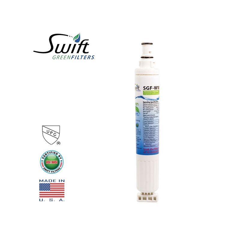 Swift Green Filters SGF-W10 Refrigerator Water Filter, 0.5 gpm, Coconut Shell Carbon Block Filter Media