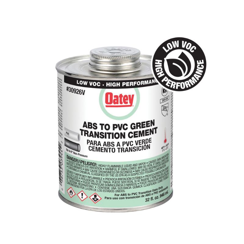Oatey 30926V Medium-Bodied Fast Set Cement, Liquid, Green, 32 oz Can Green
