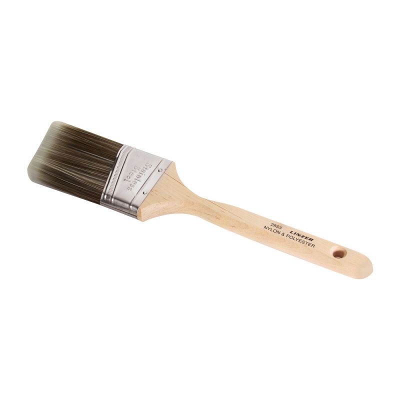 Linzer 2853-2.5 Paint Brush, 2-1/2 in W, 3 in L Bristle, Nylon/Polyester Bristle, Sash Handle Natural Handle