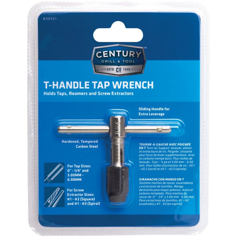 Century Drill &amp; Tool T-Handle Tap Wrench 0-1/4 In. &amp; 3.0 To 6.0 Metric