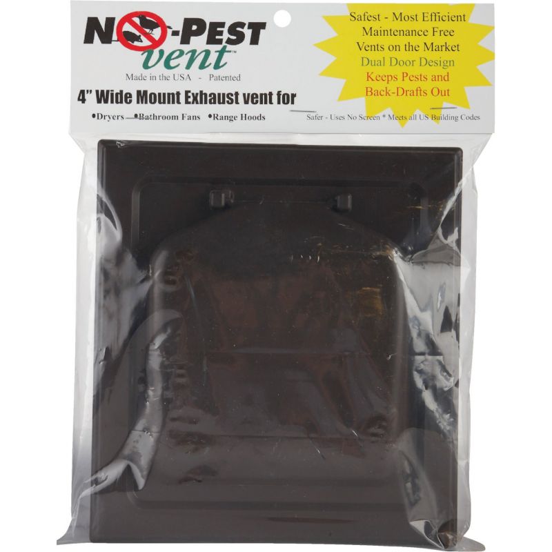 No-Pest Wide Mount Dryer Vent Hood 4 In., Brown