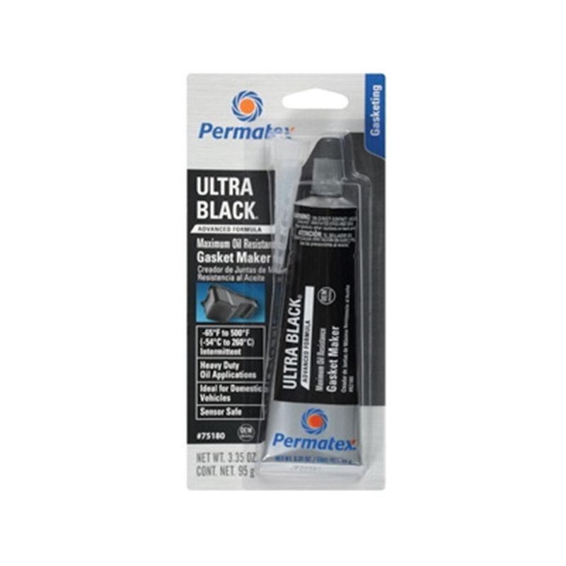 Permatex Ultra Black 59803 Silicone Adhesive Sealant, 3.35 oz Tube, Paste Black