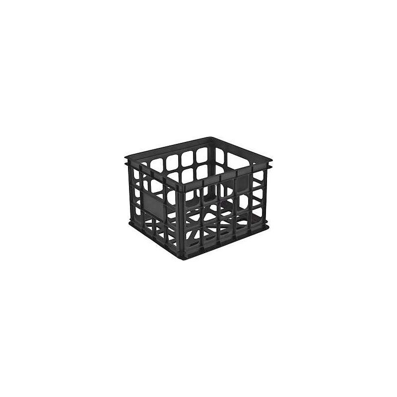 Sterilite 16929006 Stackable Storage Crate, Plastic, Black, 15-1/4 in L, 13-3/4 in W, 10-1/2 in H Black