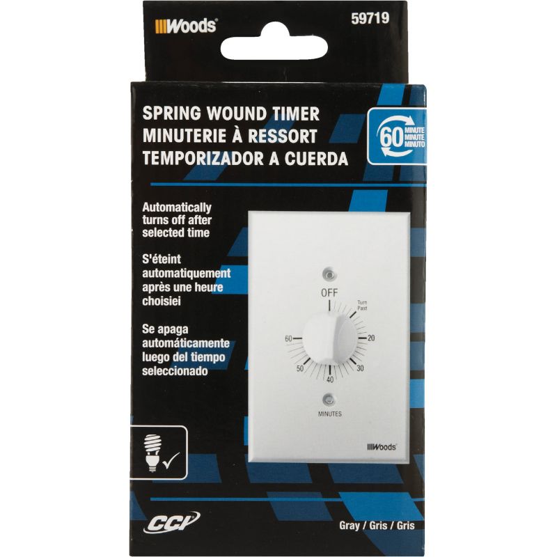 Woods 125V Spring Wound Timer Gray, Multi