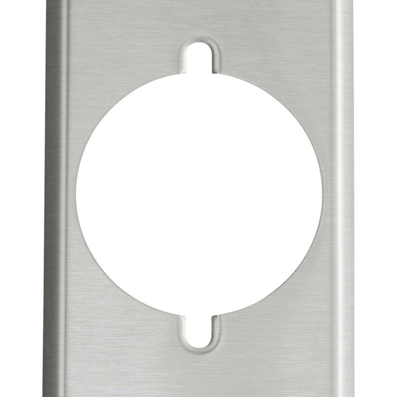 Eaton 93221-BOX Power Outlet Wallplate, 5-1/4 in L, 3-3/4 in W, 1-Gang, Stainless Steel, Brushed Satin, Screw