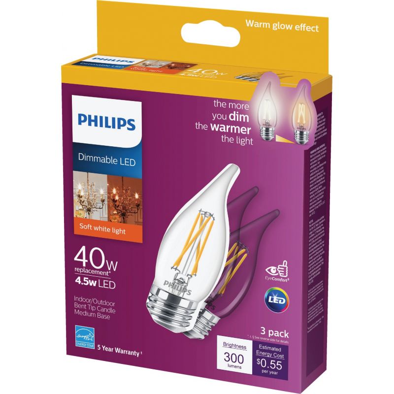 Philips Warm Glow BA11 Medium Dimmable LED Decorative Light Bulb