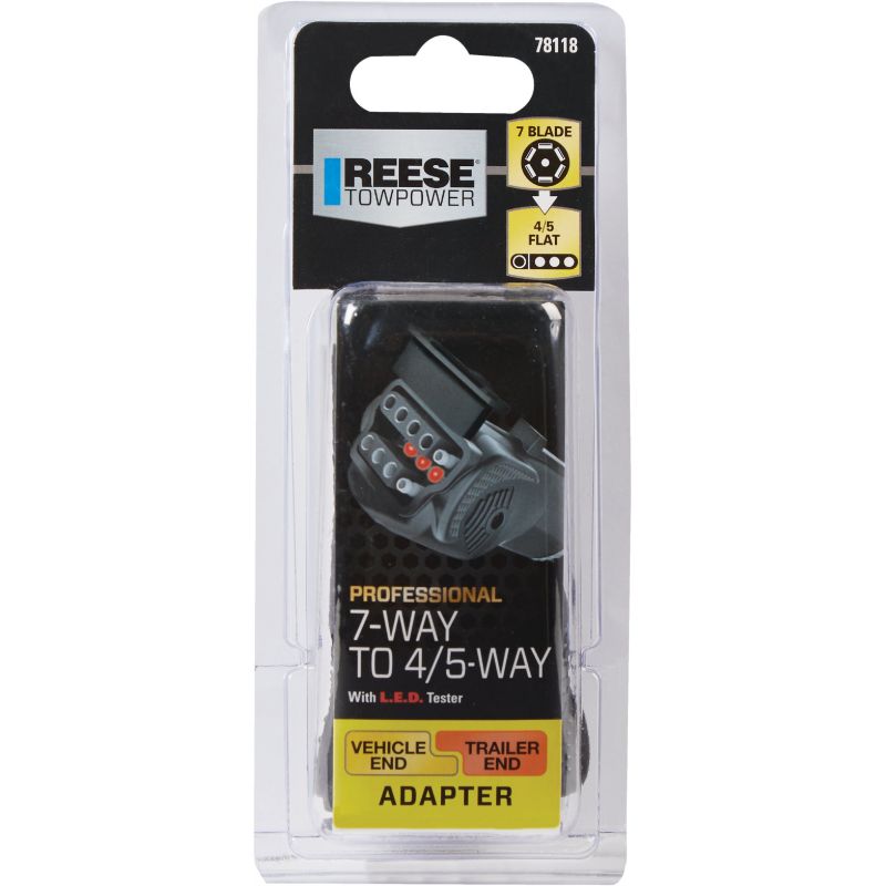 Reese Towpower Professional 7-Way to 4/5-Flat Plug-In Adapter w/LED Circuit Tester