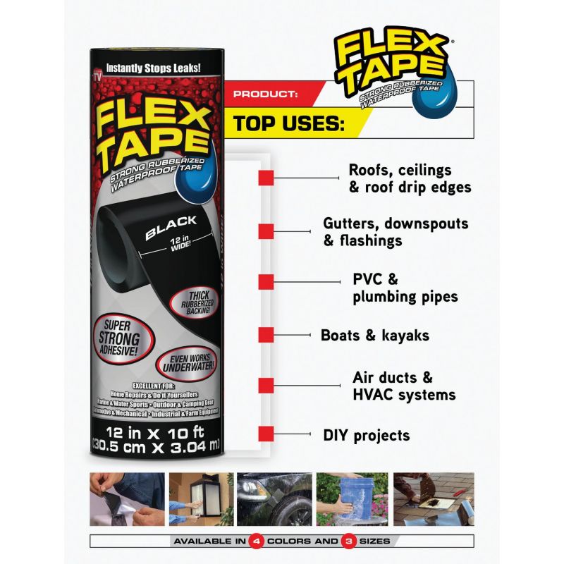 Flex Tape Rubberized Repair Tape 4 In. X 25 Ft., Black