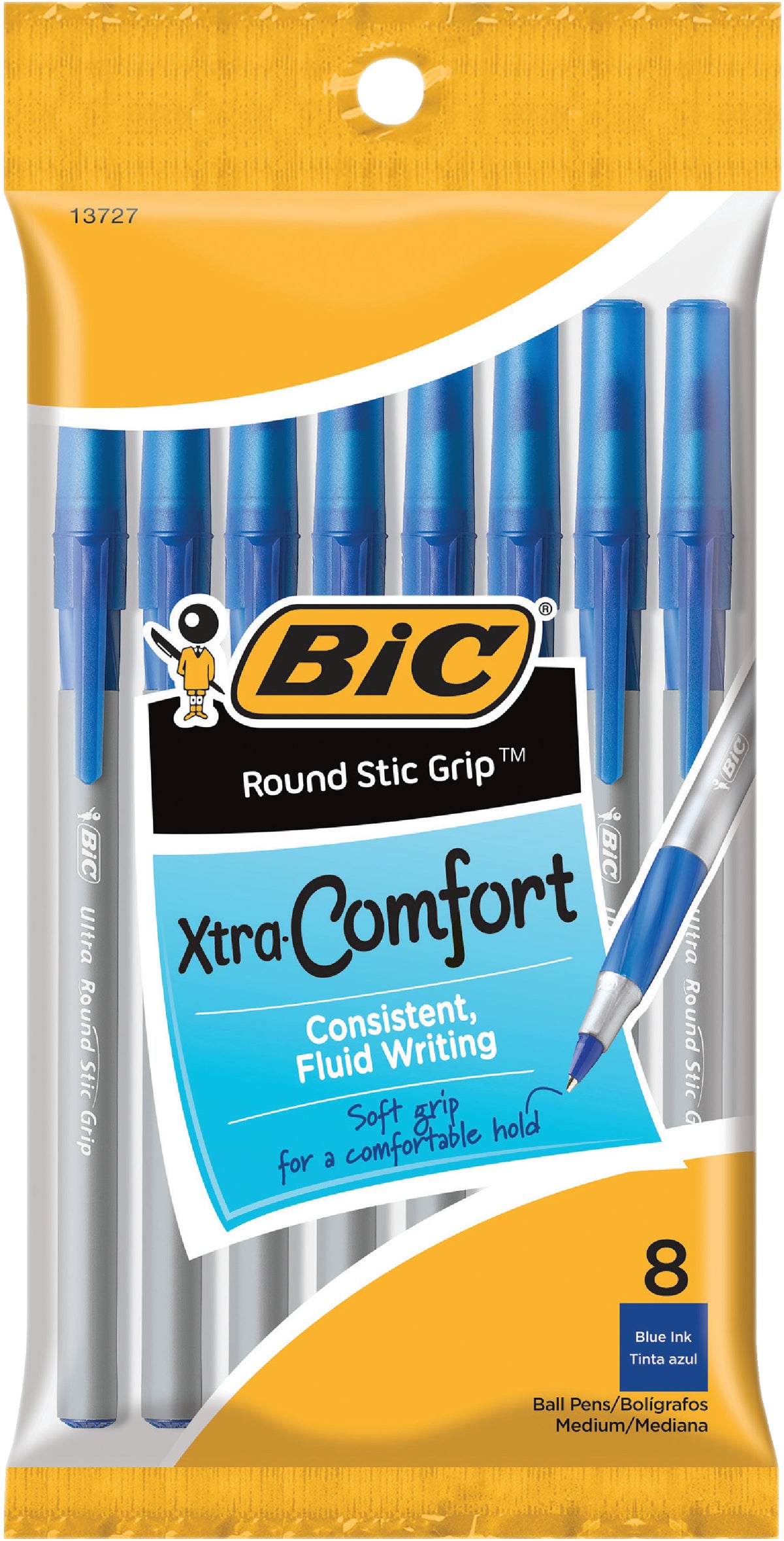 Civiel hoofdkussen Proberen Buy Bic Round Stic Grip Pen Medium Point, Blue