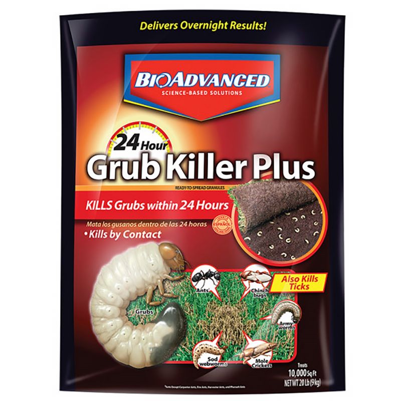 BioAdvanced 700745S Grub Killer, Granular, Spreader Application, 20 lb Bag Tan