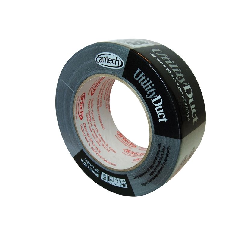 Cantech Utility 383 Series 383-21 Duct Tape, 50 m L, 48 mm W, Polyethylene Backing, Gray Gray