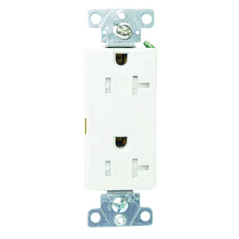 Eaton Wiring Devices TR1307W-BOX Duplex Receptacle, 2 -Pole, 20 A, 125 V, Back, Side Wiring, NEMA: 5-20R, White White
