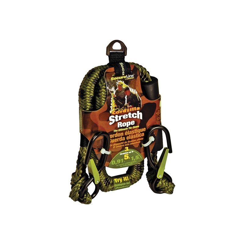 SecureLine CZB3CA Stretch Rope, 8 mm Dia, 3 ft L, Polypropylene, Camouflage Camouflage