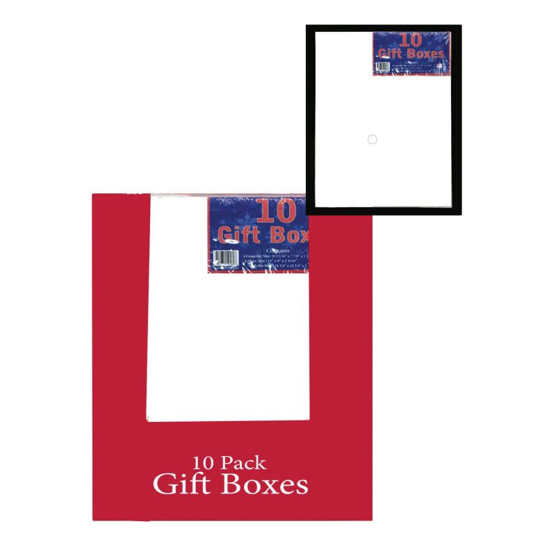 Hometown Holidays IG97032/69549 Folding Gift Box, 11-1/4 in W, 11-1/4 in H, Paper, White White