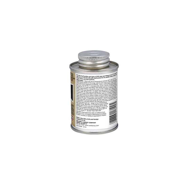 Harvey 18100-24 Solvent Cement, 4 oz Can, Liquid, Clear Clear