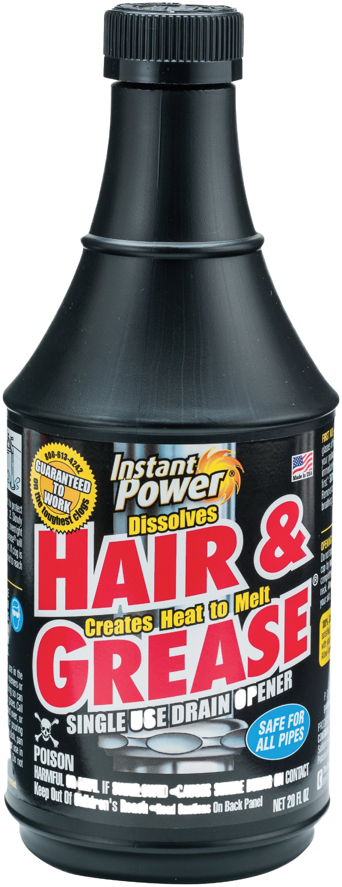 Instant Power Hair and Grease Drain Opener, Liquid Drain Cleaner and Clog  Remover, 20 oz.