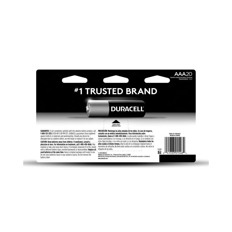 Buy Duracell MN2400B20 Battery, 1.5 V Battery, 1175 mAh, AAA