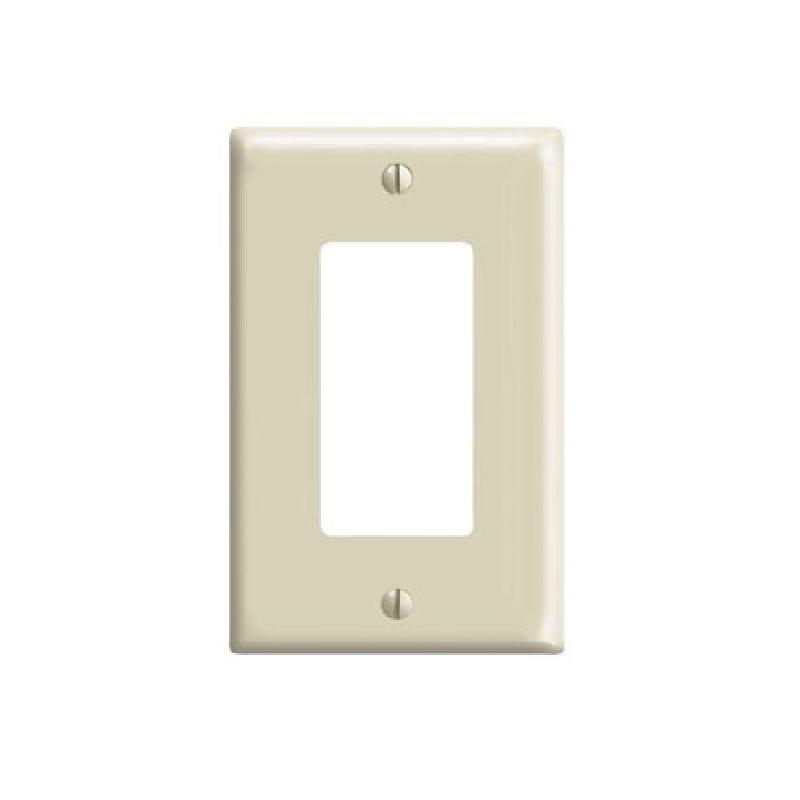 Leviton 80601-I Wallplate, 4.88 in L, 3.13 in W, 1-Gang, Thermoset Plastic, Ivory, Smooth Ivory