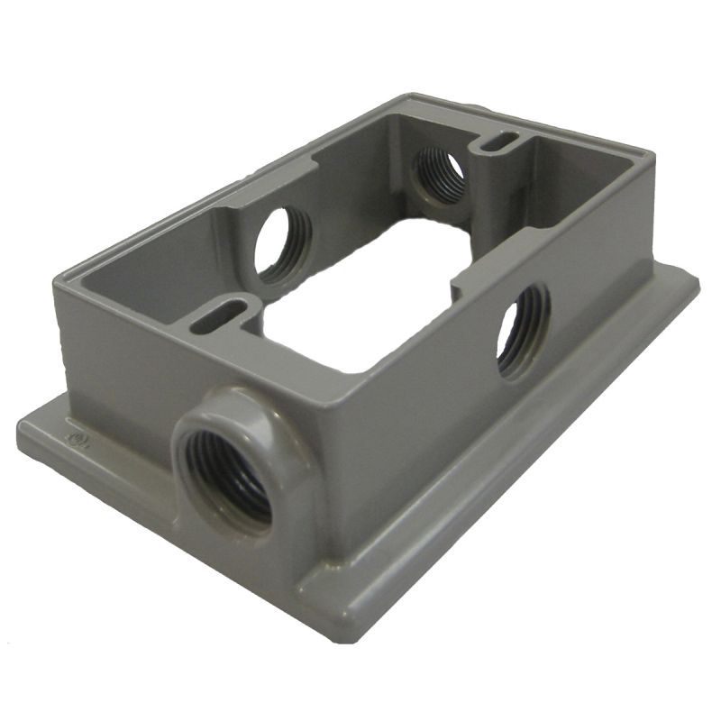BWF 10XF-1 Box Extension Adapter, 5-1/4 in L, 3-1/2 in W, 1 -Gang, Metal, Gray Gray