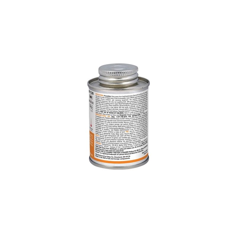 Oatey 31128 Solvent Cement, 4 oz Can, Liquid, Orange Orange