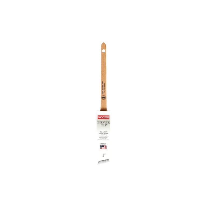 Wooster 5224-1 Paint Brush, 1 in W, 2-3/16 in L Bristle, Polyester Bristle, Sash Handle Silver/White