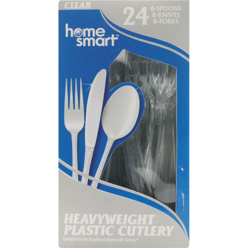 Home Smart Mixed Plastic Cutlery Set Clear (Pack of 24)