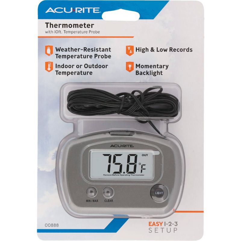 Thermomètre numérique AcuRite avec sonde de température câblée 00576CASBL