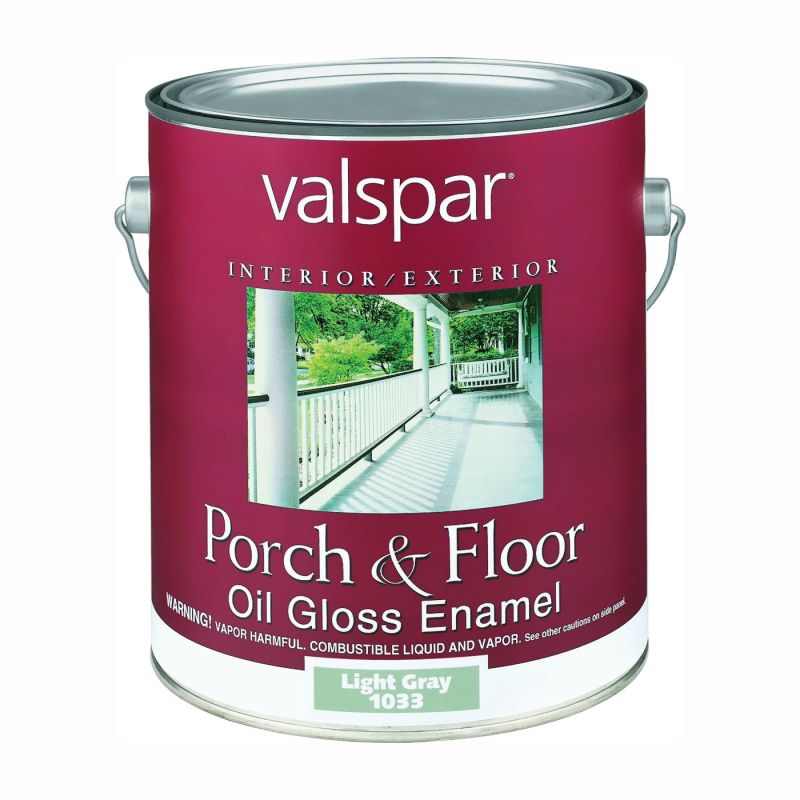 Valspar 07 Porch and Floor Enamel Paint, High-Gloss, Light Gray, 1 gal Light Gray