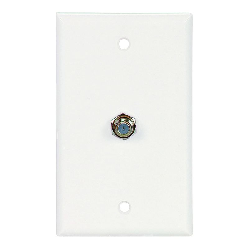 Eaton Cooper Wiring 1172W Wallplate with Coaxial Adapter, 4-1/2 in L, 2-3/4 in W, 1 -Gang, Thermoplastic, White White