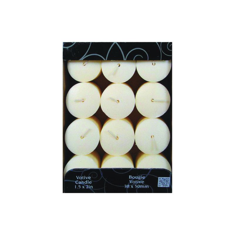 CANDLE-LITE 1276570 Scented Votive Candle, Creamy Vanilla Swirl Fragrance, Ivory Candle, 10 to 12 hr Burning (Pack of 12)
