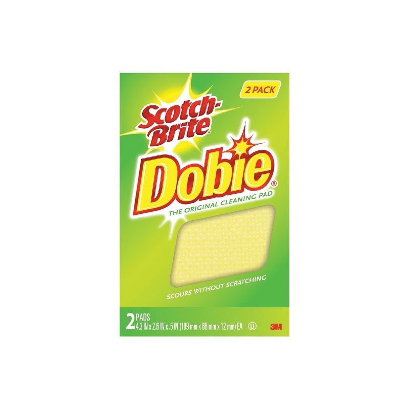 Scotch-Brite Dobie 722-6 All-Purpose Pad, 4-3/8 in L, 2.7 in W, 0.6 in Thick, Polyester/Polyurethane, Pale Yellow Pale Yellow