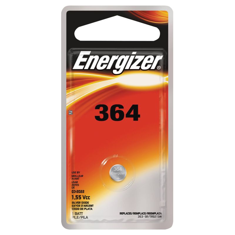 Energizer 364BPZ Button Cell Battery, 1.5 V Battery, 18 mAh, 364 Battery, Silver Oxide (Pack of 6)