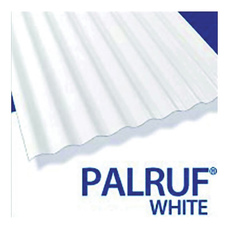 Palruf 101339 Corrugated Roofing Panel, 12 ft L, 26 in W, PVC, White White