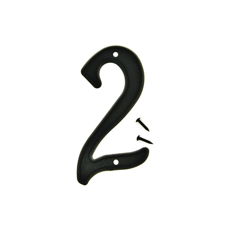 Hy-Ko PN-29/2 House Number, Character: 2, 4 in H Character, Black Character, Plastic (Pack of 10)