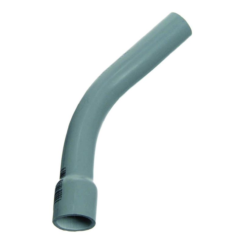 Carlon UA7AFB-CTN Elbow, 1 in Trade Size, 45 deg Angle, SCH 80 Schedule Rating, PVC, Bell End, Gray Gray