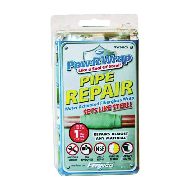 Pow-R Wrap FPW248CS Pipe Repair Wrap Kit, 48 in L, 2 in W, Epoxy/Fiberglass, Gray Gray