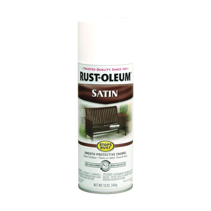 Rust-Oleum 7791830 Rust Preventative Spray Paint, Low Satin, White, 12 oz, Can White