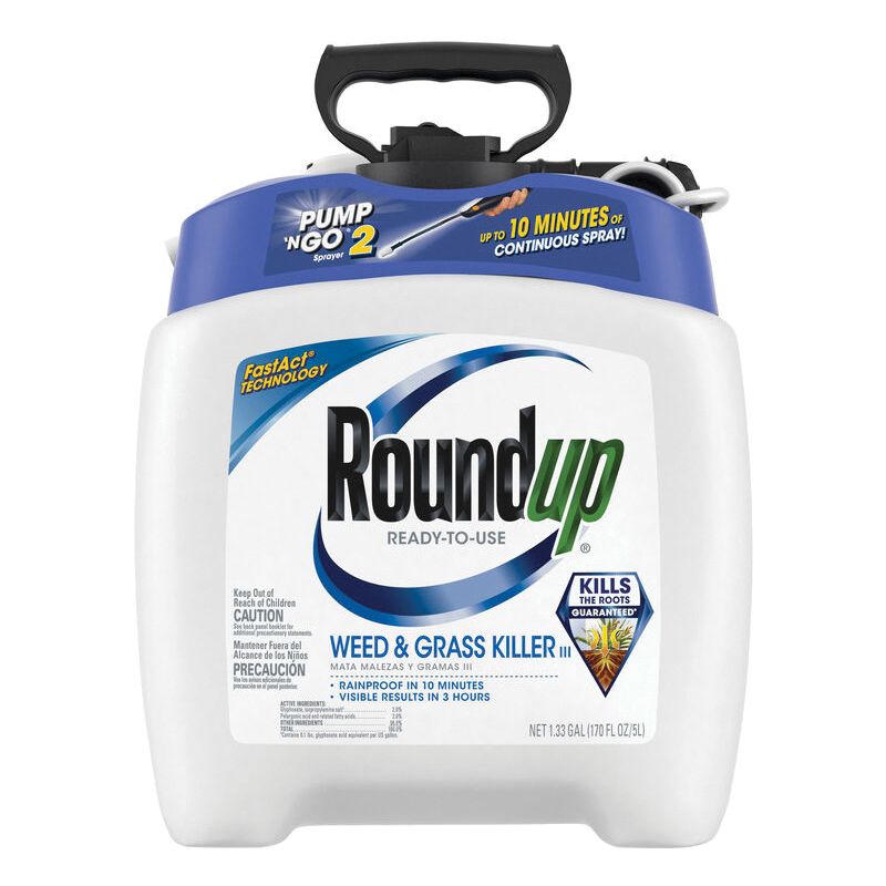 Roundup 5375304 Weed and Grass Killer, Liquid, 1.33 gal