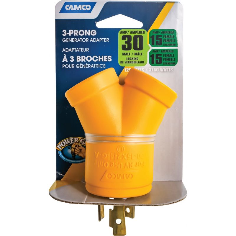 Camco Power Grip Y RV Generator Adapter Yellow, 30A